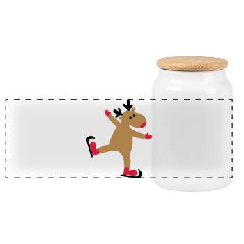 Drôle d’orignal pour Noël - Boîte à biscuits avec couvercle en bois - blanc - Devant