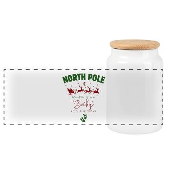 Santa Christmas Baby Anouncement - Panoramic Cookie Jar with Wooden Lid - white - Front
