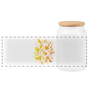 Music clef explosion colors icon logo - Panoramic Cookie Jar with Wooden Lid - white - Front