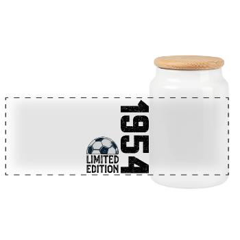 70th Anniversary 1954 Limited Edition Football - Panoramic Cookie Jar with Wooden Lid - white - Front