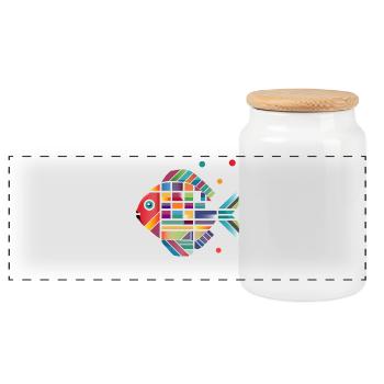 bunter Fisch– Lebendiges Design für frischen Style - Panorama Keksdose mit Holzdeckel - Weiß - Vorne
