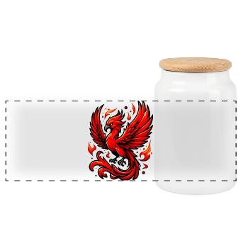 Red Phoenix - Panoramic Cookie Jar with Wooden Lid - white - Front