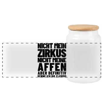 Nicht mein Zirkus, nicht meine Affen - Panorama Keksdose mit Holzdeckel - Weiß - Vorne