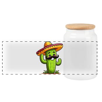 Cactus - Boîte à biscuits avec couvercle en bois - blanc - Devant