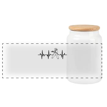 Firefighter Heart Palpitations - Panoramic Cookie Jar with Wooden Lid - white - Front