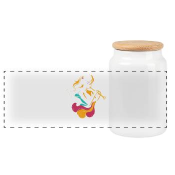 Flautist - Panoramic Cookie Jar with Wooden Lid - white - Front