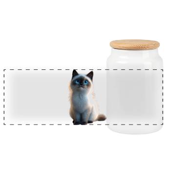 Birma Katze Heilige Birmakatze Süße Birma Katzen - Panorama Keksdose mit Holzdeckel - Weiß - Vorne