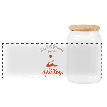 Les hot femmes font du pilates - Boîte à biscuits avec couvercle en bois - blanc - Devant