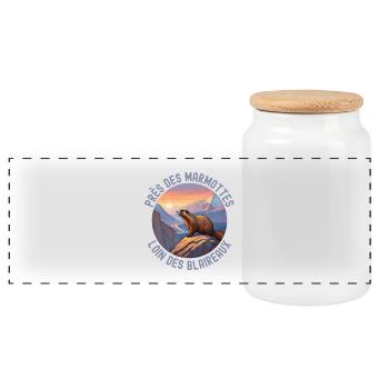 Montagne rando coucher de soleil marmotte - Boîte à biscuits avec couvercle en bois - blanc - Devant