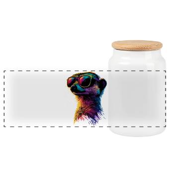 Lunettes de soleil suricate coloré mignon suricate - Boîte à biscuits avec couvercle en bois - blanc - Devant