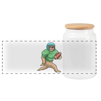 Sloth American Football Sports - Panoramic Cookie Jar with Wooden Lid - white - Front