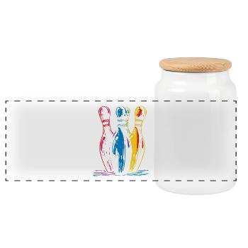 Oldschool Bowling Zeichnung - Panorama Keksdose mit Holzdeckel - Weiß - Vorne
