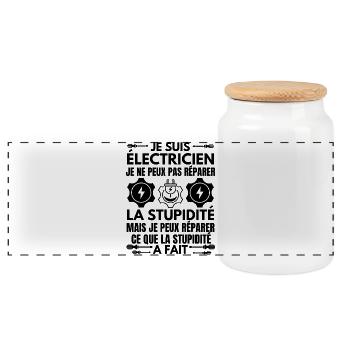 Humour électricien électrique - Boîte à biscuits avec couvercle en bois - blanc - Devant