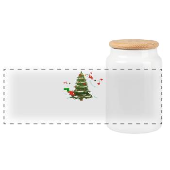 Noël de l’ours polaire - Boîte à biscuits avec couvercle en bois - blanc - Devant