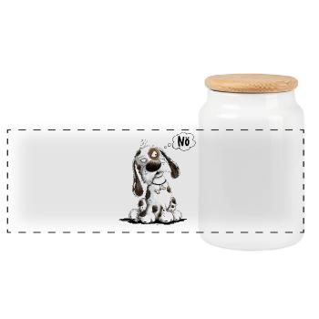 Nö Hund Spruch Statement Mürrisch - Panorama Keksdose mit Holzdeckel - Weiß - Vorne