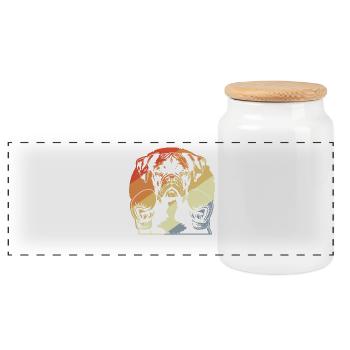 Boxer Dog Vintage - Panoramic Cookie Jar with Wooden Lid - white - Front