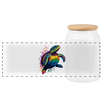 Schildkröte Bunt Popart Reptil Süße Schildkröten - Panorama Keksdose mit Holzdeckel - Weiß - Vorne