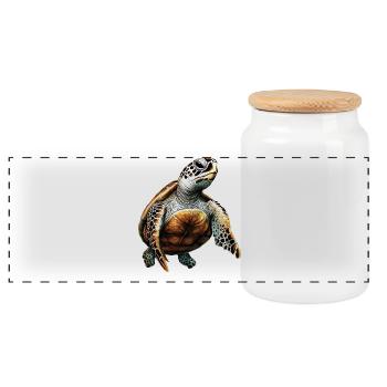 Turtle Reptile Lover Cute Turtles - Panoramic Cookie Jar with Wooden Lid - white - Front
