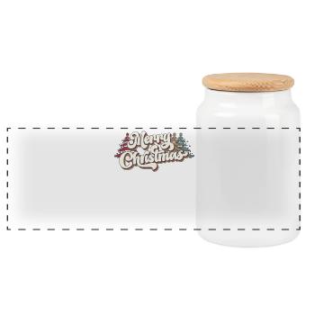 Merry Christmas Katzen Katzenliebhaber Geschenk - Panorama Keksdose mit Holzdeckel - Weiß - Vorne