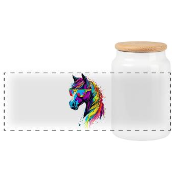 Balade à poney Poney Cavalier Poulain Équitation Ferme à poneys - Boîte à biscuits avec couvercle en bois - blanc - Devant