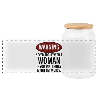 warning never argue with a woman funny shirt - Boîte à biscuits avec couvercle en bois - blanc - Devant