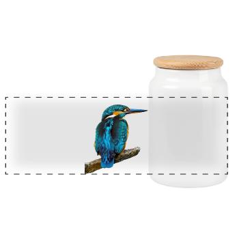 Eisvogel Alcedo atthis - Panorama Keksdose mit Holzdeckel - Weiß - Vorne