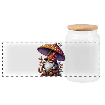 Gnome - Panoramic Cookie Jar with Wooden Lid - white - Front