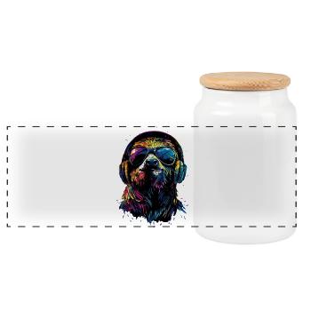Faultier Bunte Farben Pop Art Faulpelz Faultiere - Panorama Keksdose mit Holzdeckel - Weiß - Vorne