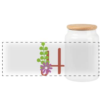 Eleganter Buchstabe 'H' mit Blumen - Panorama Keksdose mit Holzdeckel - Weiß - Vorne