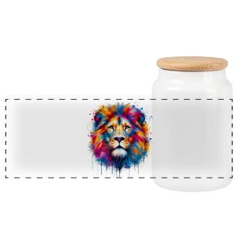 Lion - Boîte à biscuits avec couvercle en bois - blanc - Devant