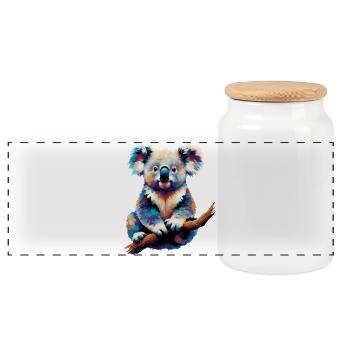 Koala - Panoramic Cookie Jar with Wooden Lid - white - Front