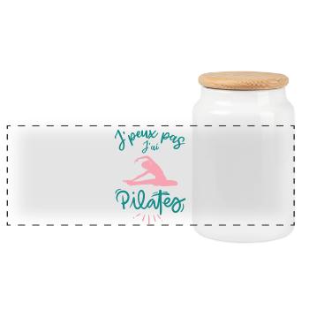 Je peux pas j ai pilates - Boîte à biscuits avec couvercle en bois - blanc - Devant