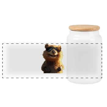 Quokka Be Quokka Happy Australia Smile Quokkas - Panoramic Cookie Jar with Wooden Lid - white - Front