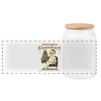 Christmas and convenience - Panoramic Cookie Jar with Wooden Lid - white - Front