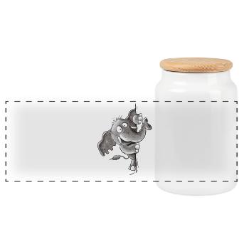 Drôle d’éléphant motif animal éléphant animal sauvage éléphant - Boîte à biscuits avec couvercle en bois - blanc - Devant