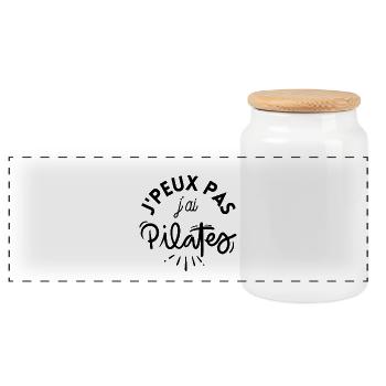 Je peux pas j ai pilates 5 - Boîte à biscuits avec couvercle en bois - blanc - Devant