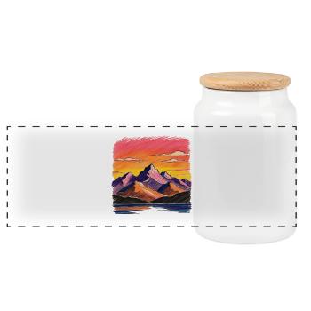 Malerei Berglandschaft und Sonnenuntergang - Panorama Keksdose mit Holzdeckel - Weiß - Vorne