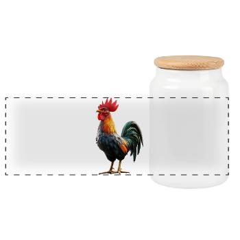 Rooster Chicken Daddy Chicken Coop Dad Farmer Chickens - Panoramic Cookie Jar with Wooden Lid - white - Front