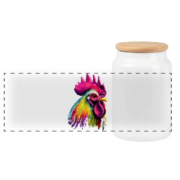 Rooster Chicken Daddy Chicken Coop Dad Farmer Chickens - Panoramic Cookie Jar with Wooden Lid - white - Front