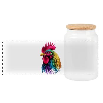Coq Poulet Papa Poulailler Papa Poulet fermier Poulets - Boîte à biscuits avec couvercle en bois - blanc - Devant