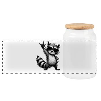 raton laveur avec pose de roche raton laveur musicien de musique rock - Boîte à biscuits avec couvercle en bois - blanc - Devant