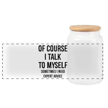 Of Course I Talk to Myself - Boîte à biscuits avec couvercle en bois - blanc - Devant