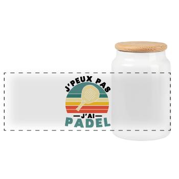Je peux pas j ai padel - Boîte à biscuits avec couvercle en bois - blanc - Devant