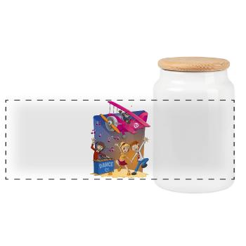Danse, danse, danse, image joyeuse - Boîte à biscuits avec couvercle en bois - blanc - Devant