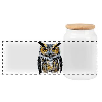 Owl Barn Owl Owl Owl Owl Cute Owls - Panoramic Cookie Jar with Wooden Lid - white - Front
