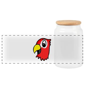 Parrot Head - Panoramic Cookie Jar with Wooden Lid - white - Front