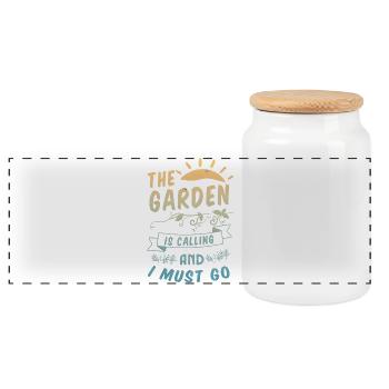 The garden is calling And I Must Go 3 - Panoramic Cookie Jar with Wooden Lid - white - Front