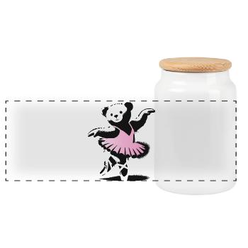Ours en peluche mignon en robe de ballet rose - Boîte à biscuits avec couvercle en bois - blanc - Devant