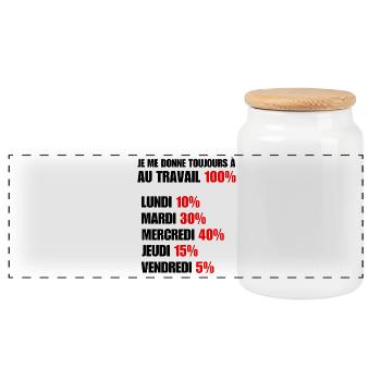 Je me donne toujours à 100 au travail - Boîte à biscuits avec couvercle en bois - blanc - Devant