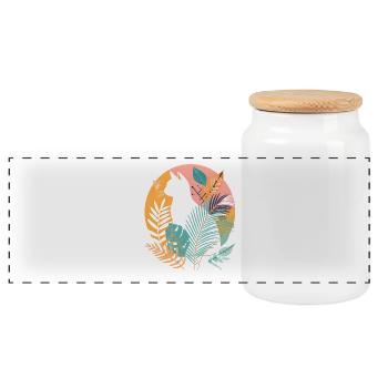 Portrait d’un chat - Boîte à biscuits avec couvercle en bois - blanc - Devant